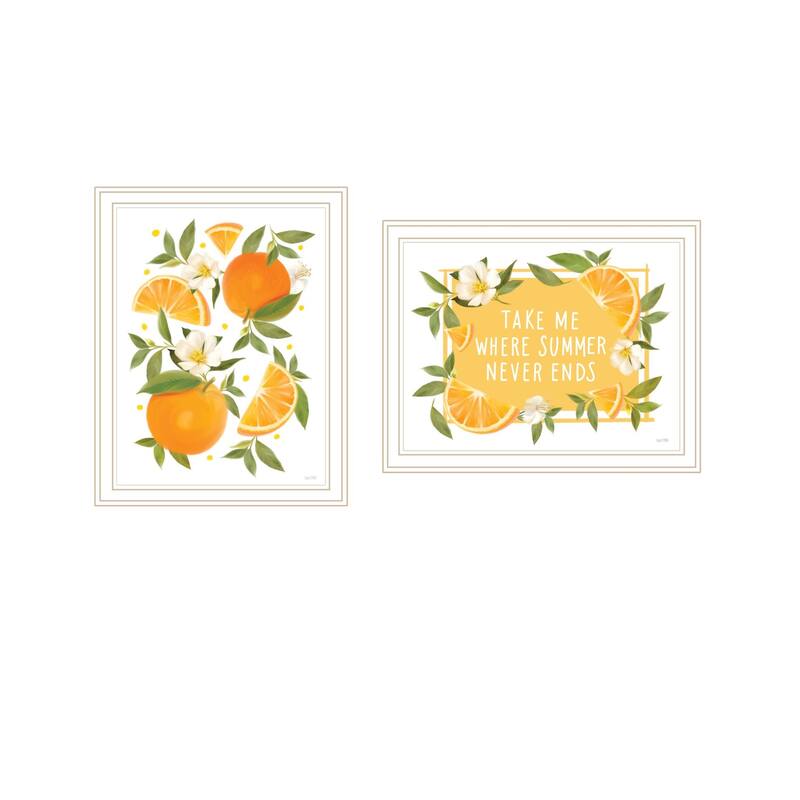 Trendy Decor 4U "Take Me Where Summer Never Ends so I can always smell Orange Blossoms!" Printed Framed Wall Art by House Fenway - White - 18 x 14