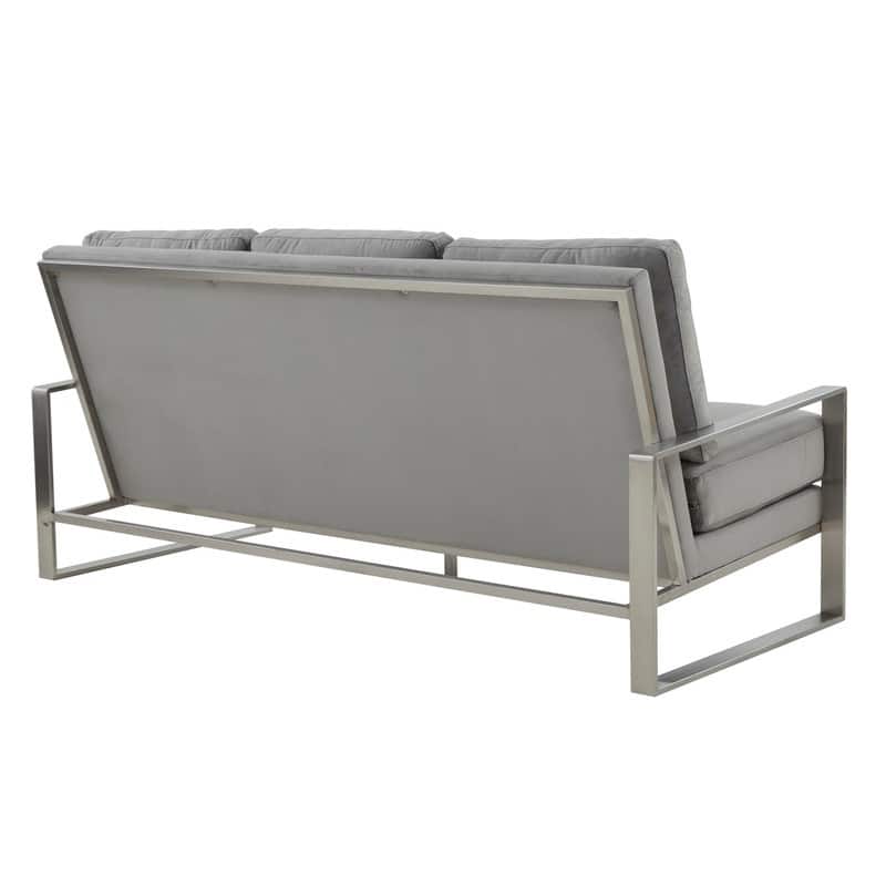 Jefferson Velvet Upholstered 3 Seater Sofa with Silver Metal Frame with Removable Cushion for Living Room, Bedroom, Office