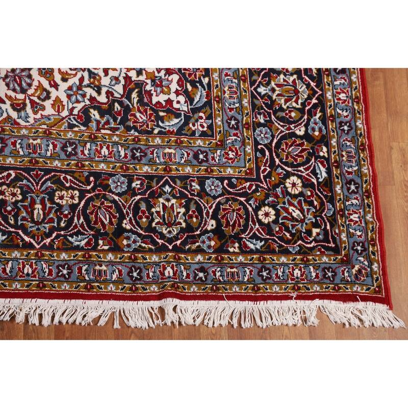 Floral Red Kashan Turkish Area Rug Machine Made Carpet - 9'6" x 12'6"