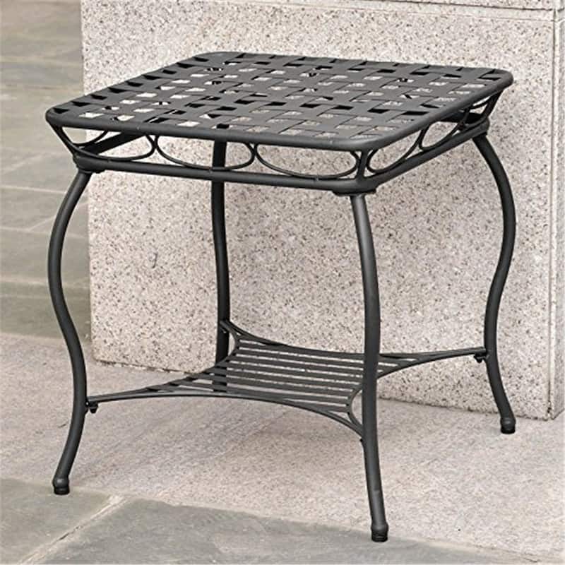 Iron Nailhead Side Table - Accent Table for Living Room, Bedroom, Patio & Deck - Durable Metal Design - 21