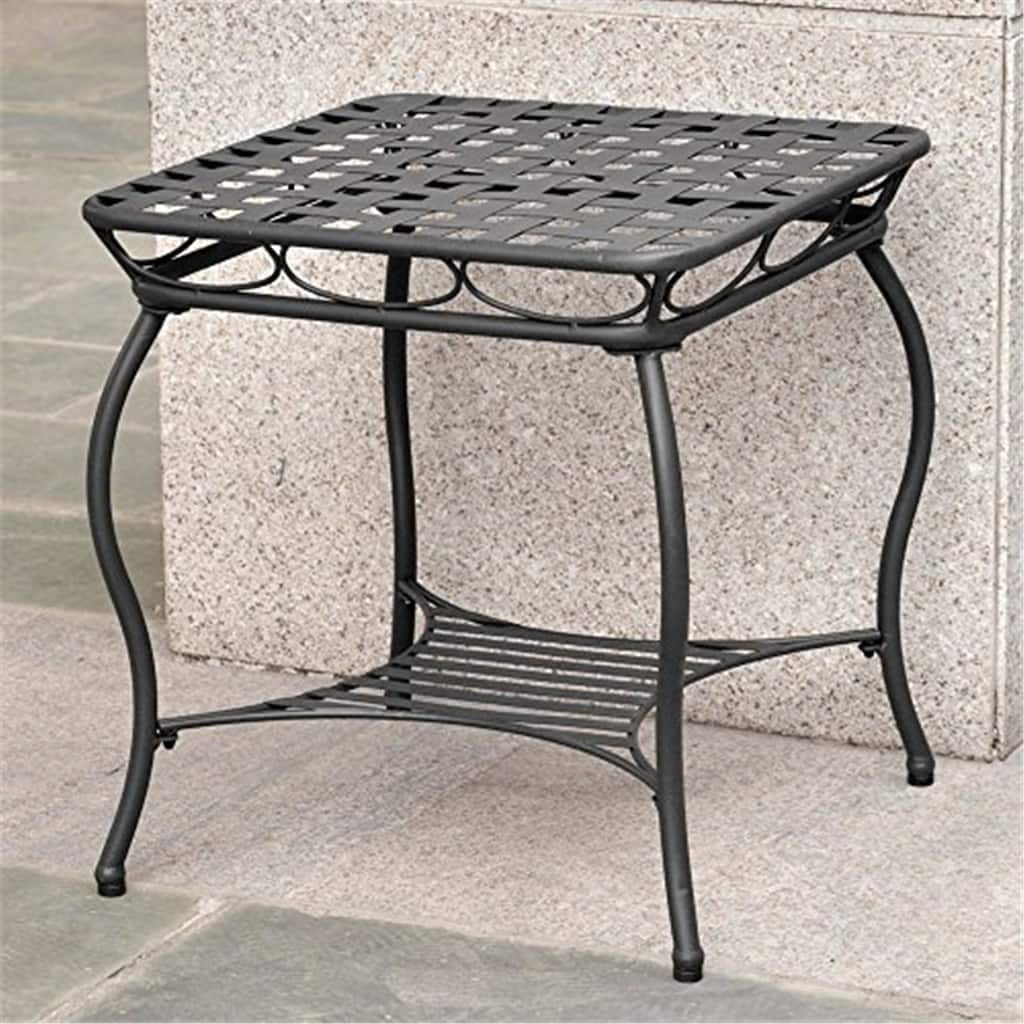 Iron Nailhead Side Table - Accent Table for Living Room, Bedroom, Patio & Deck - Durable Metal Design - 21