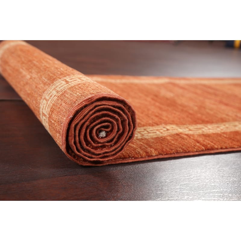 Orange Gabbeh Kashkoli Runner Rug Hand-knotted Oriental Wool Carpet - 2'7" x 9'0"