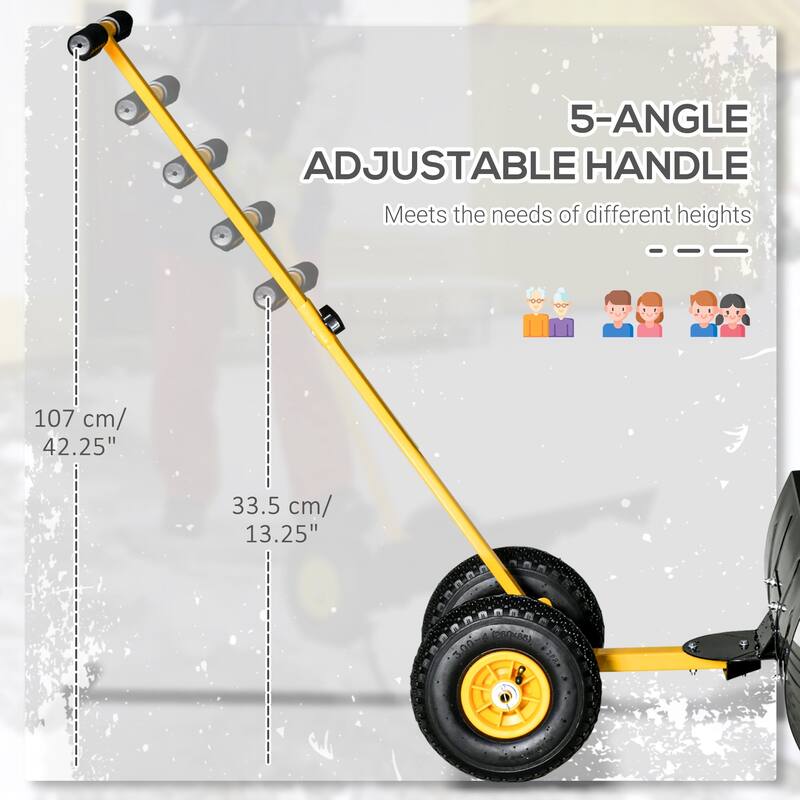 Snow Shovel with Wheels, Snow Plow Shovel Angle & Adjustable Handle