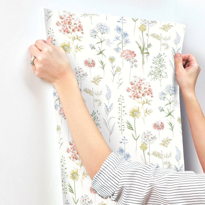 Chesapeake Bergamot Multicolor Wildflower Wallpaper