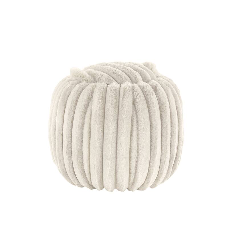 Yerba Plush Furry Channel Fabric Storage Ottoman by iNSPIRE Q Modern - Ivory