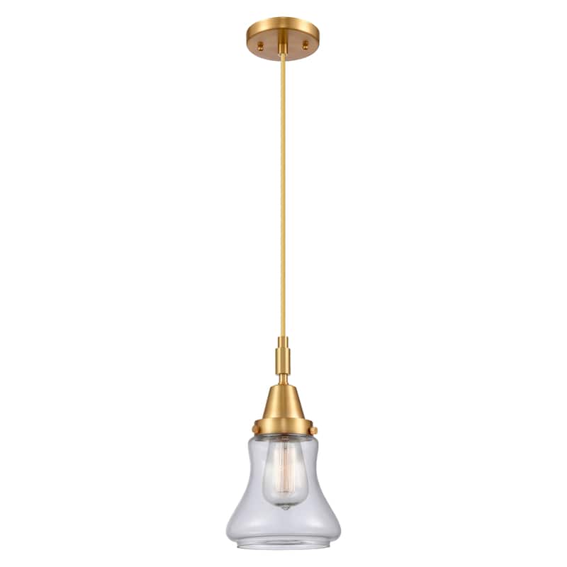 Innovations Lighting Downtown Urban - Caden Bellmont - 1 Light 7" Cord Hung Mini Pendant - Satin Gold/Clear Shade