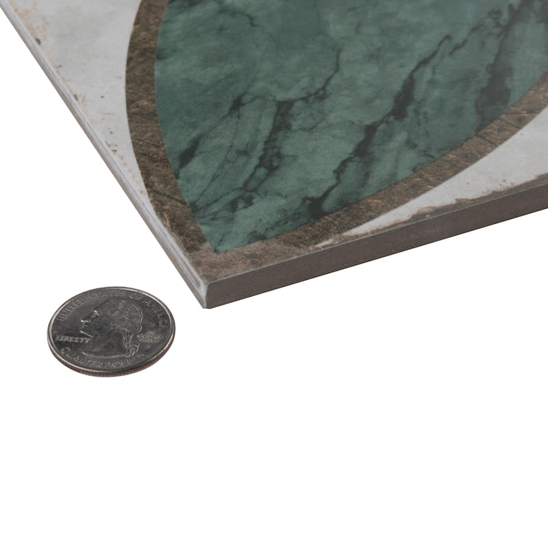 Merola Tile Renaissance Deco Emerald Mandorla 7-7/8" x 7-7/8" Porcelain Floor and Wall Tile