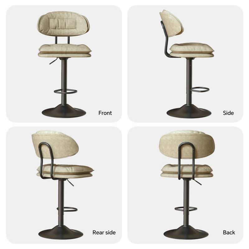 Set of 2 Swivel Bar Stools Adjustable Counter Height