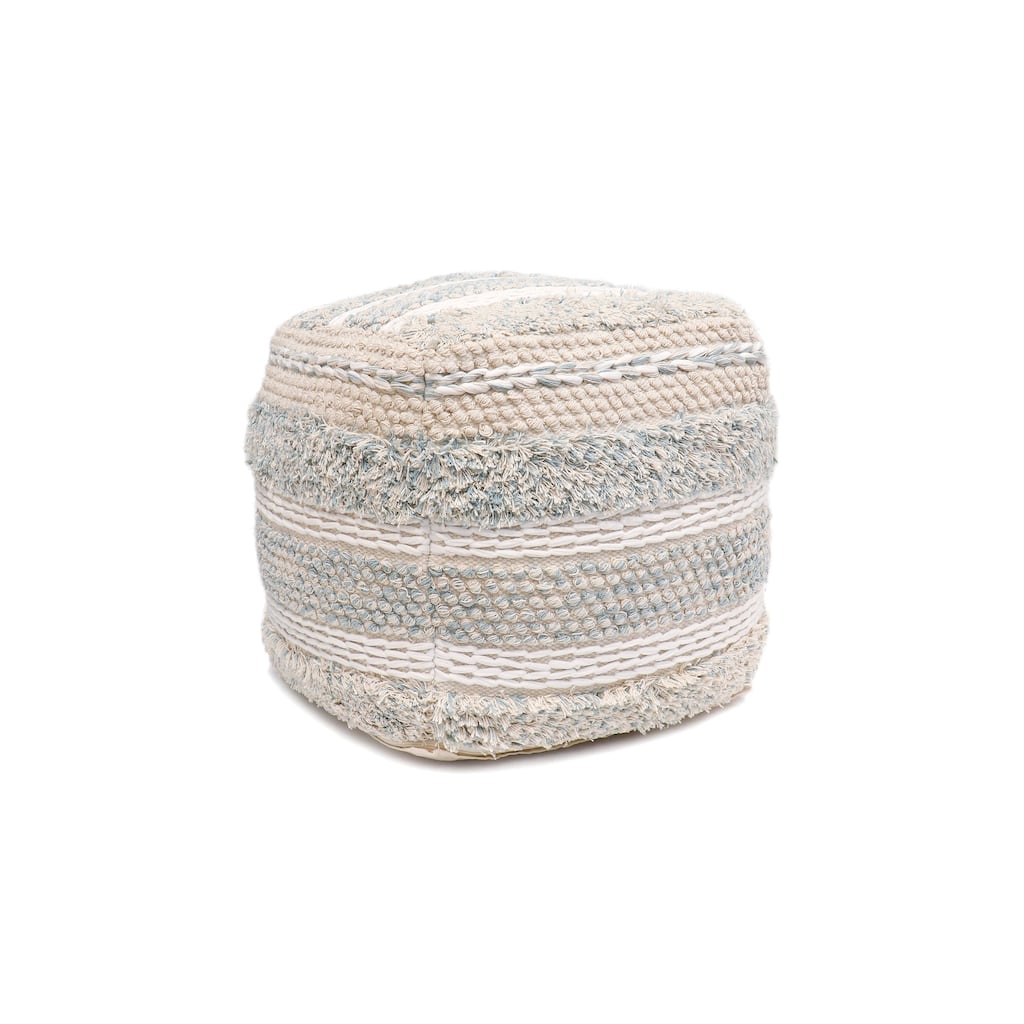 Pasargad Home Grandcanyon Braided Cotton Pouf, 20" Beige