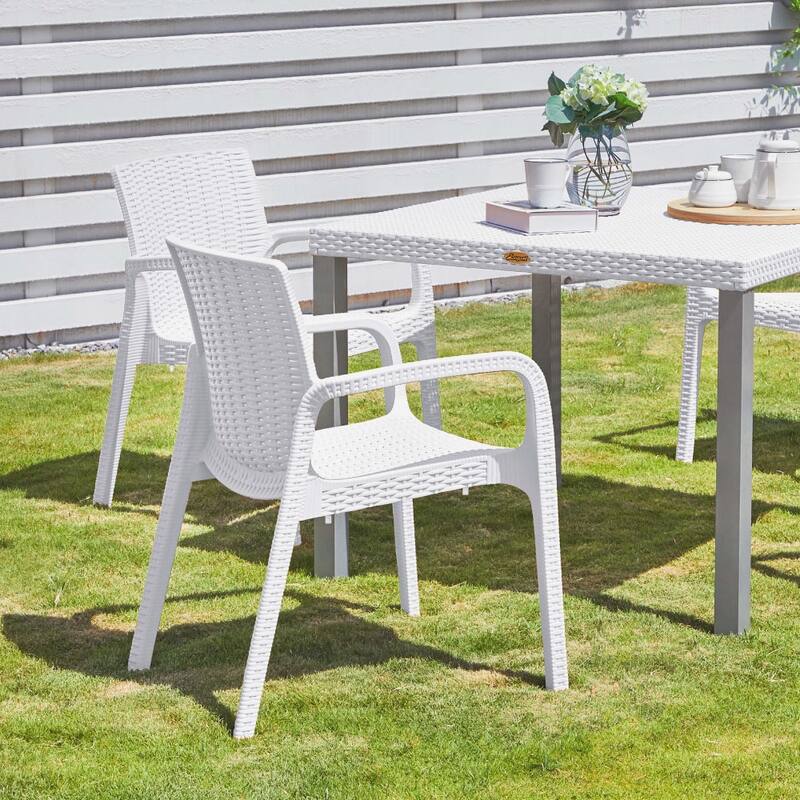 Koppla Resin Stackable All-Weather Dining Armchair, Set of 2