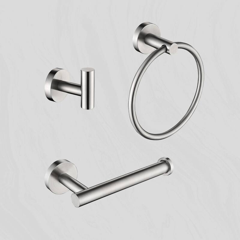 3-Piece Bathroom Hardware Set Bathroom Hardware Accessories Sets SUS304 Stainless Steel Bath Shower Set - N/A - Brushed Nickel