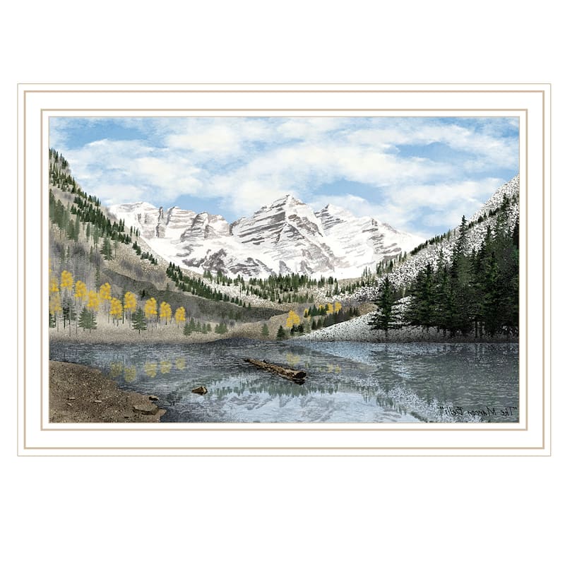 HomeRoots Snowy Mountain Landscape White Framed Wall Art