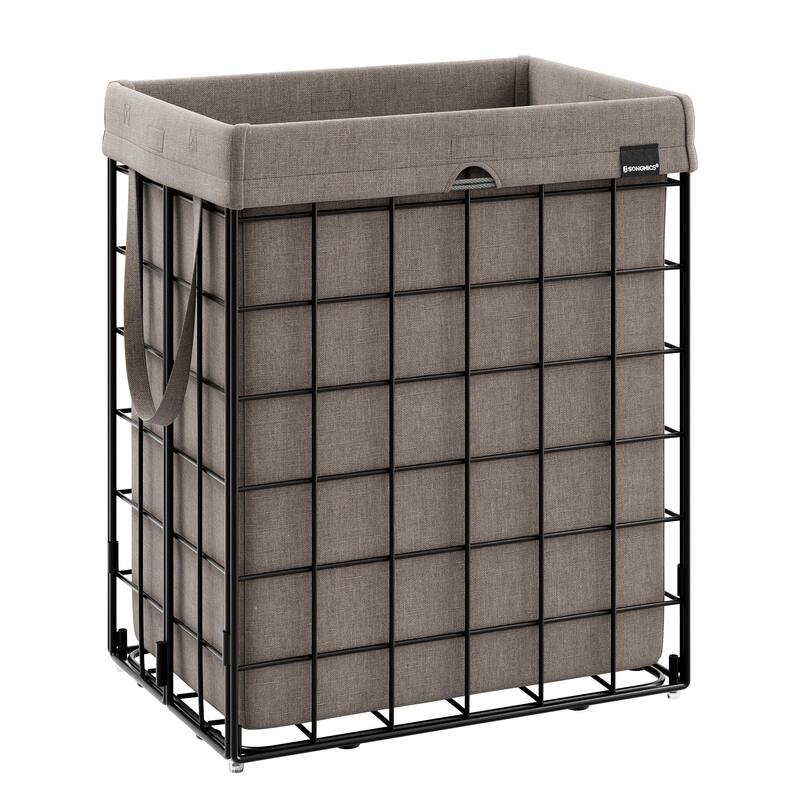 Laundry Hamper, 23.8 Gal (90L) Laundry Basket, Collapsible Clothes Hamper, Removable and Washable Liner, Metal Wire Frame