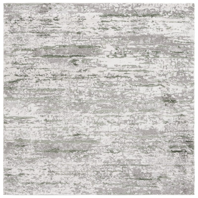 SAFAVIEH Century Iida Modern Abstract Rug - 6'7" Square - Grey/Dark Green - Square