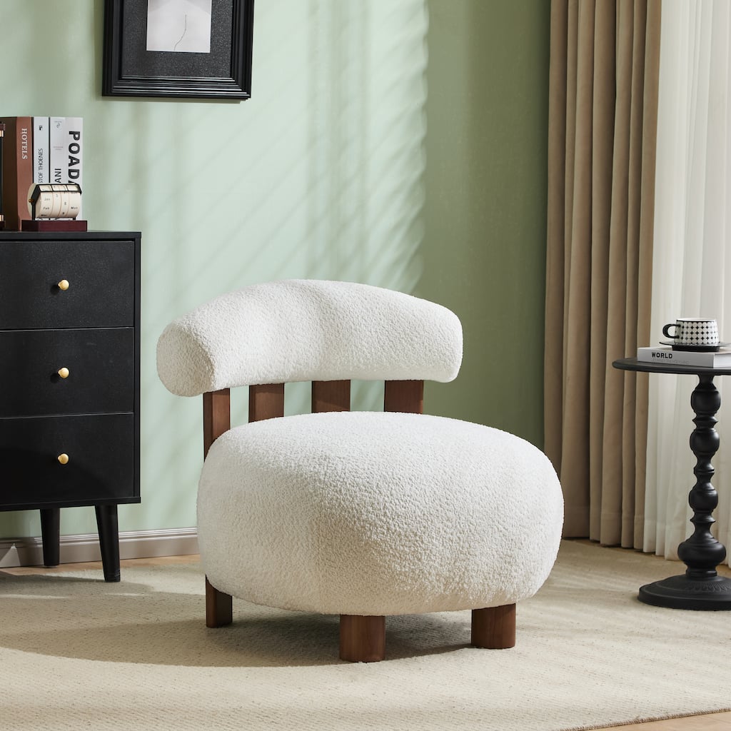 Christopher Knight Home - Modern Boucle Fabric Accent Chair, Soft Upholstery and Solid Wood Frame