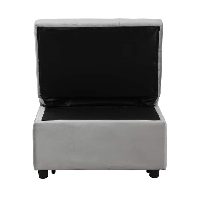 Grey 39.8" Single Folding Ottoman Sofa Bed with Adjustable Back and Pillows for Living Room