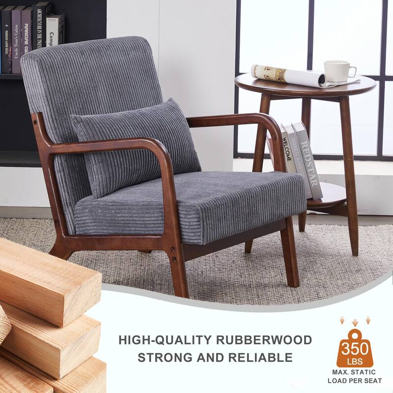 Mid-Century Modern Accent Chair, Armchair Living Room Chairs with Pillow