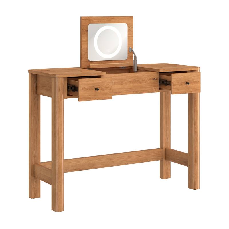 Walker Edison Modern Vanity with LED Light and Drawer Storage