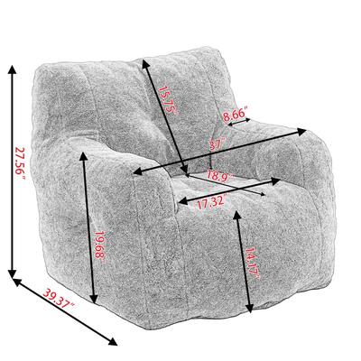 Soft Tufted Foam Bean Bag Chair With Teddy Fabric