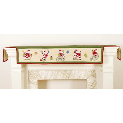 86" x 18" Locomotion Santa Mantel Scarf
