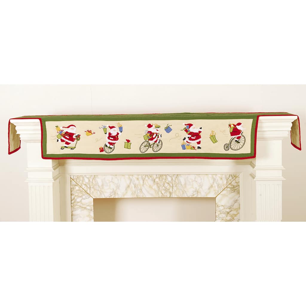 86" x 18" Locomotion Santa Mantel Scarf
