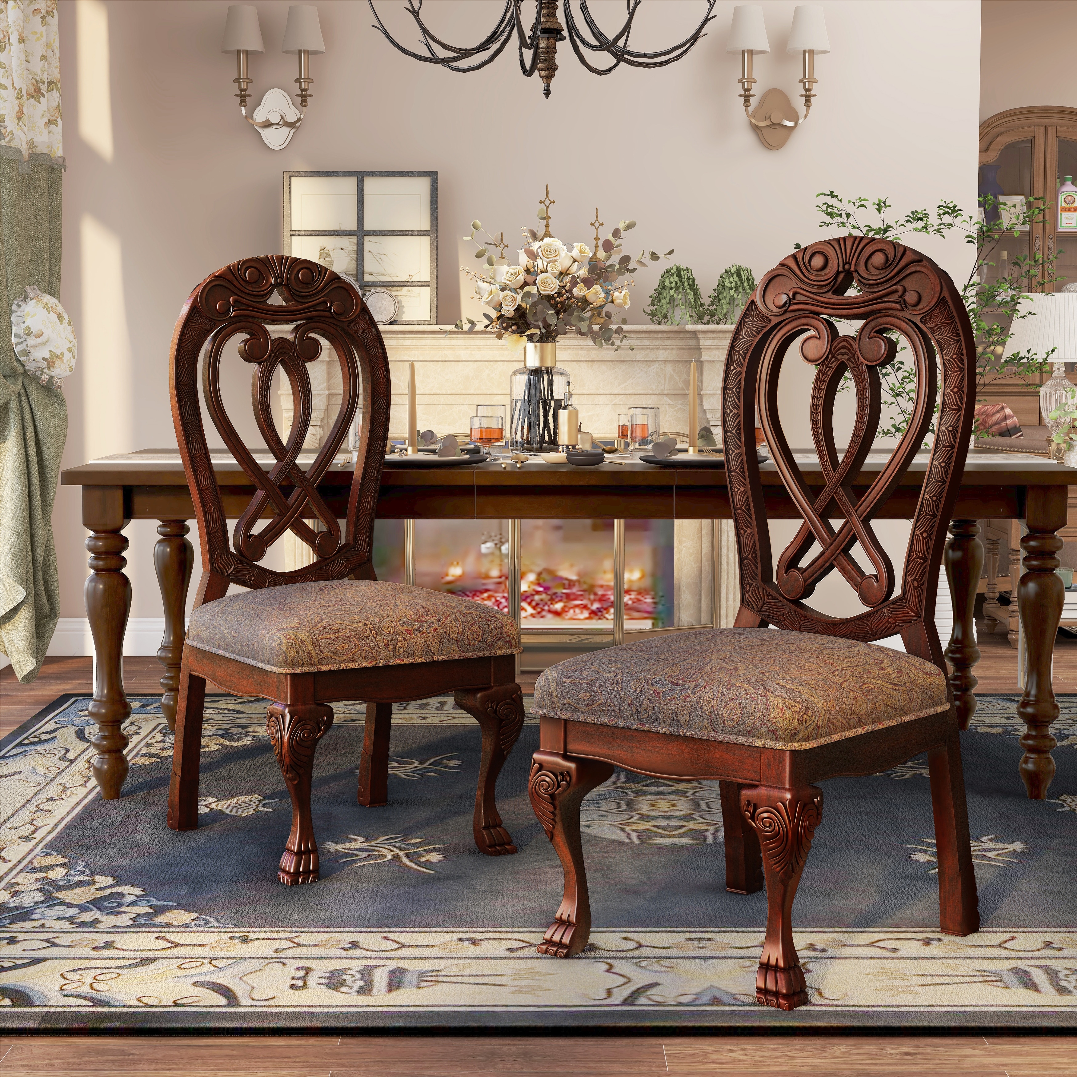 Moka Traditional Formal Upholstered Dining Chairs by Furniture of America Set of 2