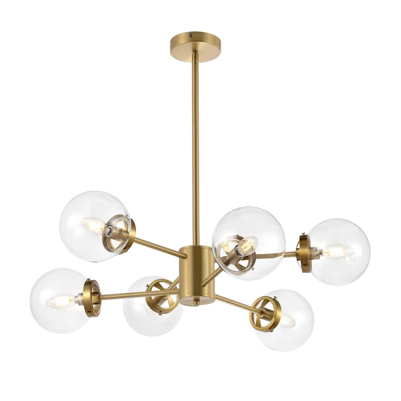 GetLedel 6-Light Modern Sputnik Chandelier with Glass Globe Shades