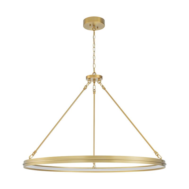 38.1" Modern Black/Gold Integrated LED Large Wagon Wheel Chandelier