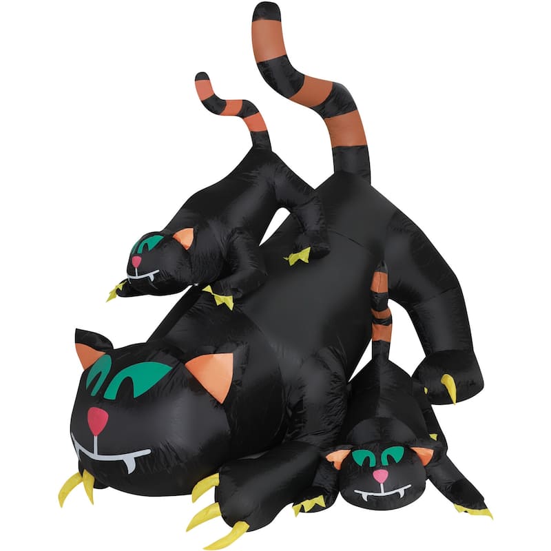 Haunted Hill Farm 5-ft. Prelit Inflatable Black Cat Trio