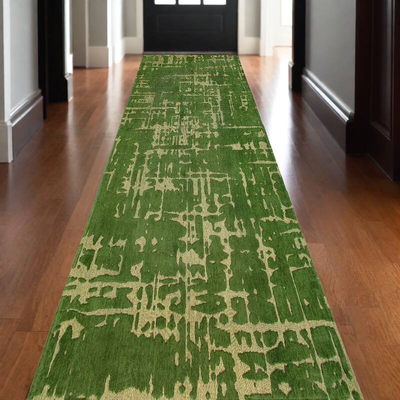 Hequ Abstract Modern Non Skid Woven Area Rug By HomeRoots - 96' X '31' X '0.2 - 96' X '31' X '0.2 - Green/Teal - Rectangle