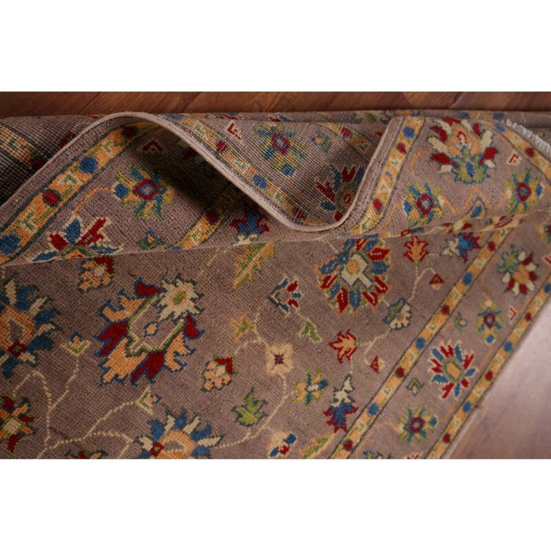 Brown Floral Oushak Oriental Accent Rug Hand-Knotted Wool Carpet - 3'4" x 5'2"