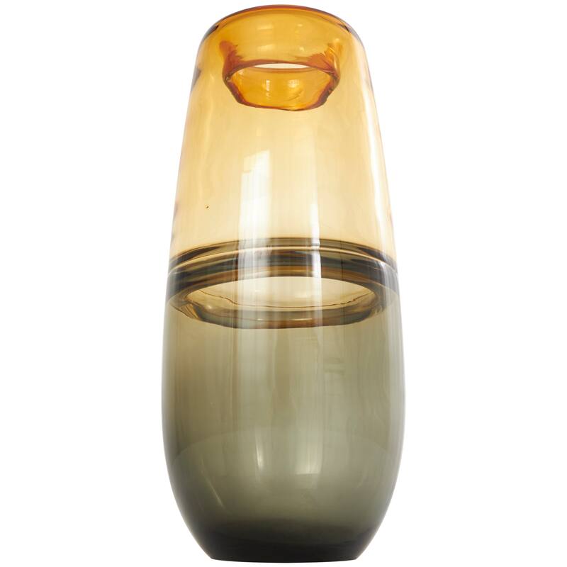 Orange Glass Handmade Ombre Vase with Gray Base