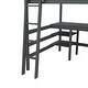 preview thumbnail 16 of 16, Full Size Wooden Loft Bed with Desk and Shelves and High Guardrail,Solid Pine Wood Frame