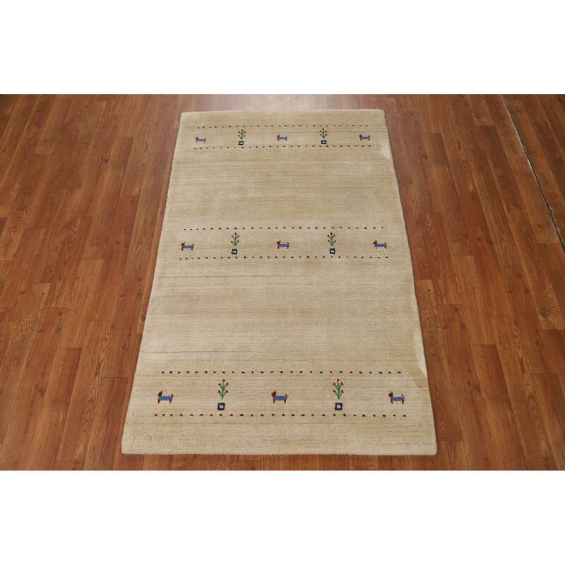 Tribal Gabbeh Indian Foyer Rug Handmade Oriental Silk Carpet - 3'0"x 4'10"