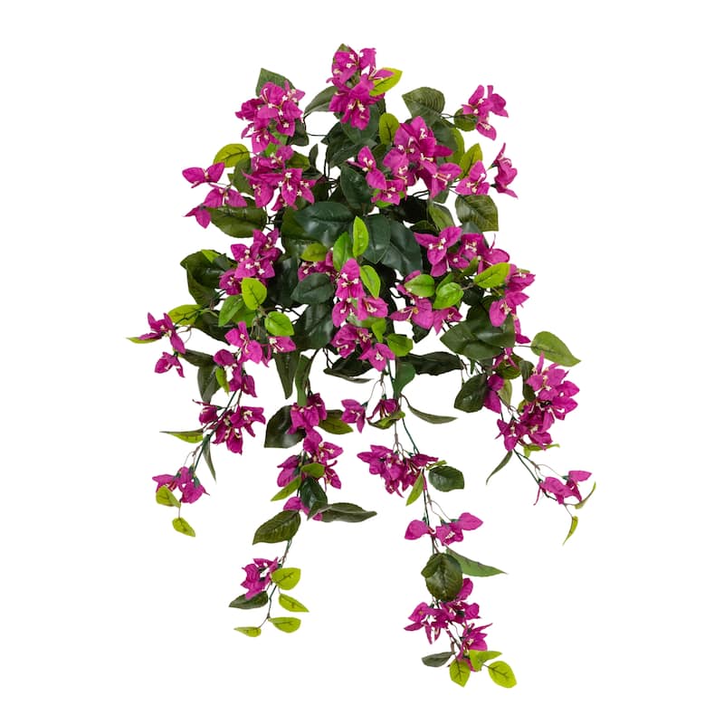 28-in UV Resistant Artificial Bougainvillea Hanging Plant - Set of 2