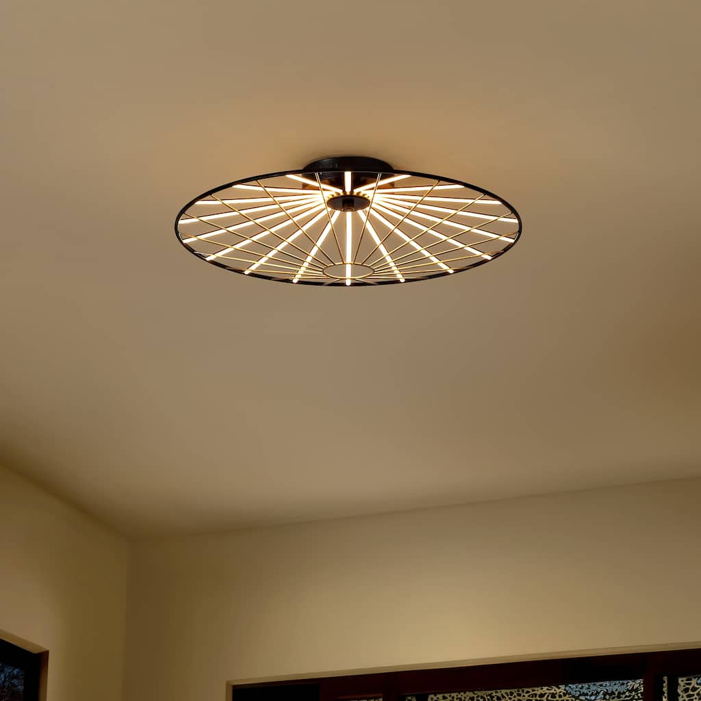 Dimmable Stripe UFO Integrated LED Flush Mount, By JONATHAN Y - 1-Light
