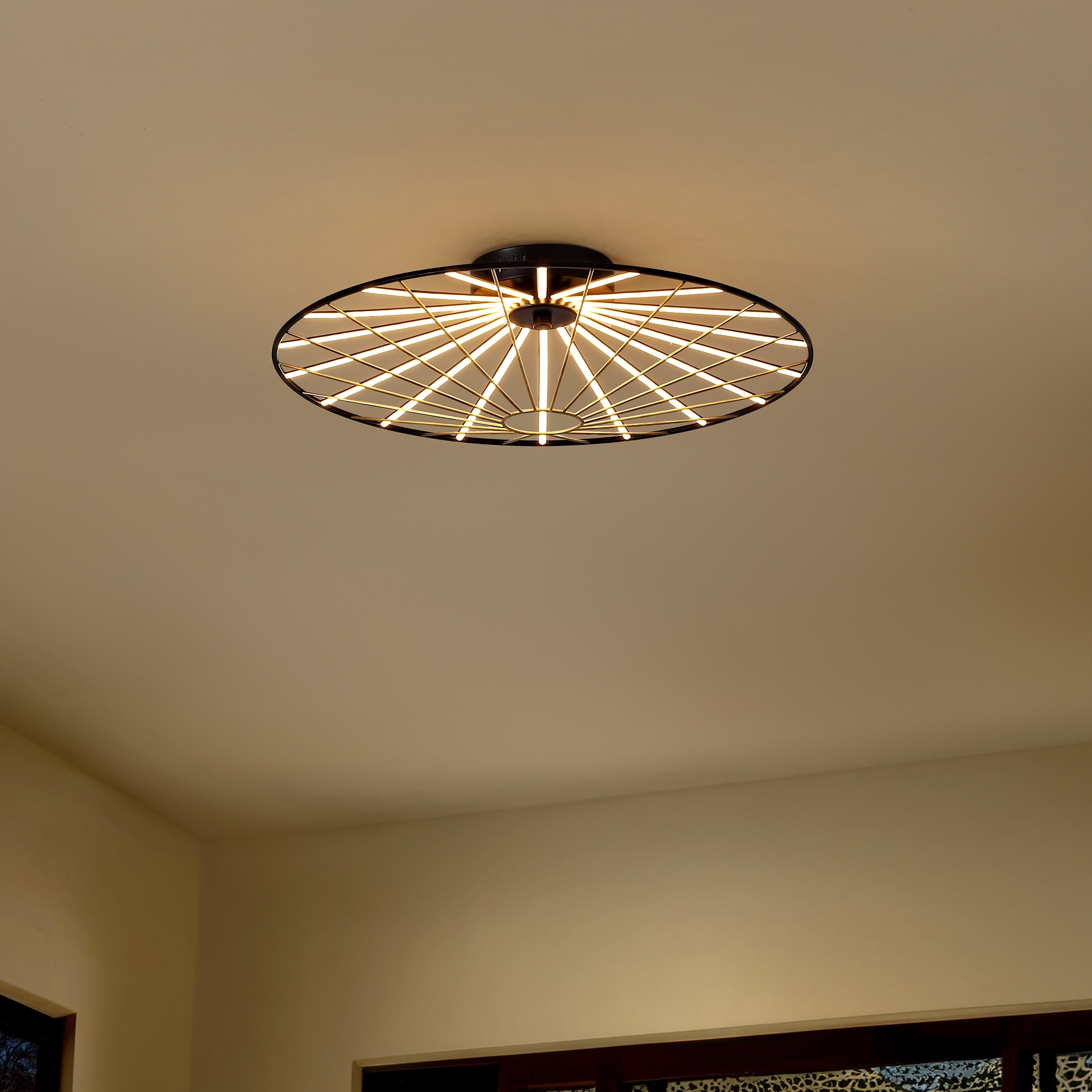 JONATHAN Y Dimmable Stripe UFO Integrated LED Flush Mount - 1-Light