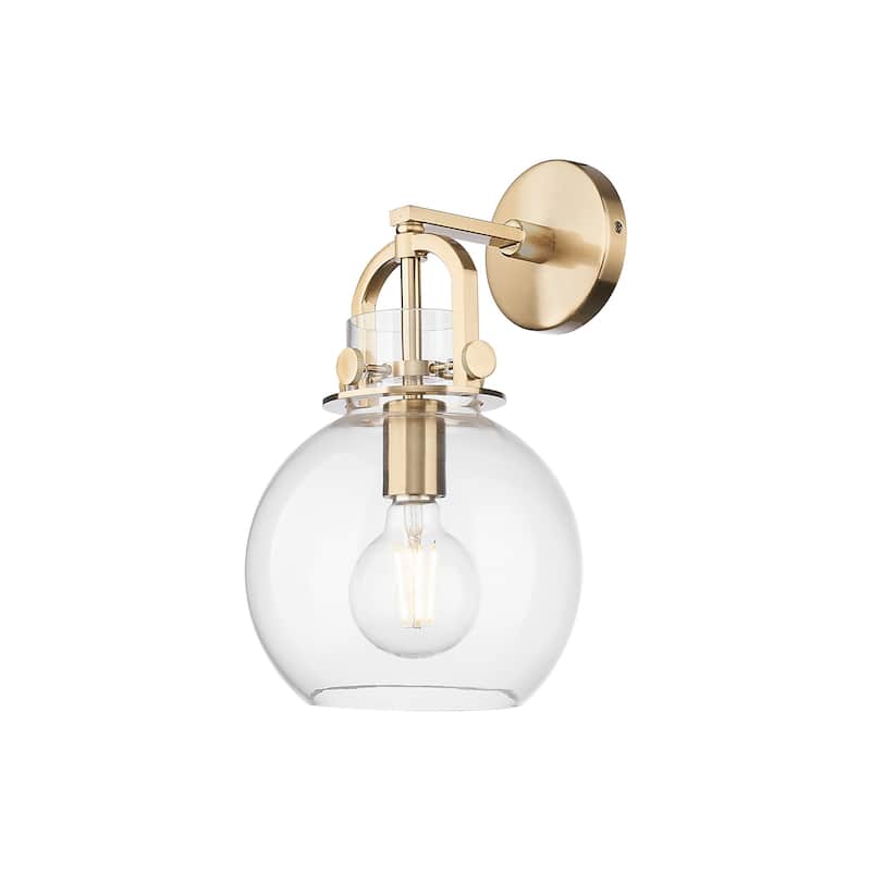 Innovations Lighting 410-1W-14-8 Newton Sphere Sconce Newton Sphere 1 - Champagne Bronze / Clear
