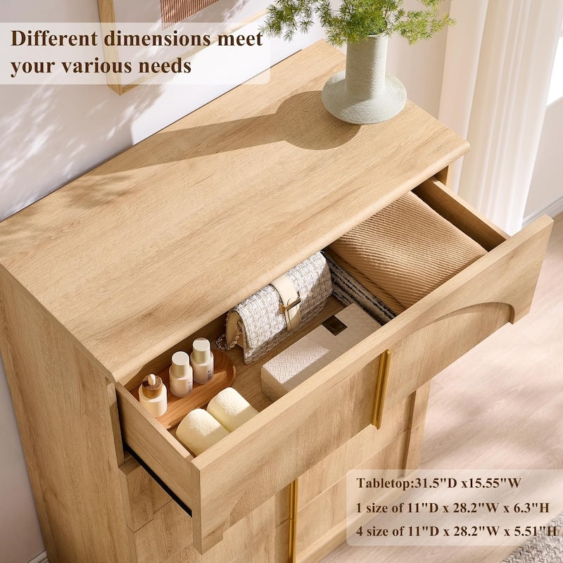 44" Tall Modern 5 Drawers Dresser with Arched Panel, Chest of Drawers