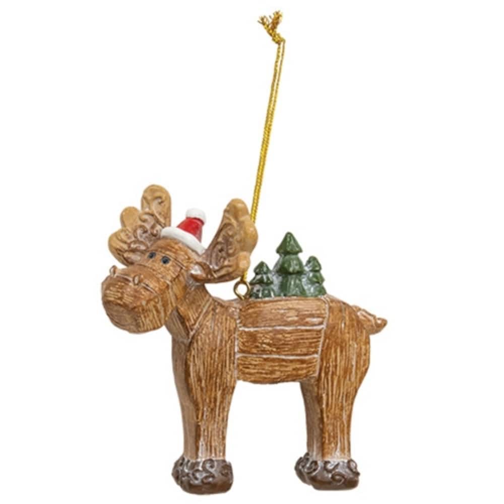 Brown Resin Carved Snowman Christmas Ornaments with Gold Hanging Cord, 2 Asstd. - 4 x 0.75 x 3.50 in.