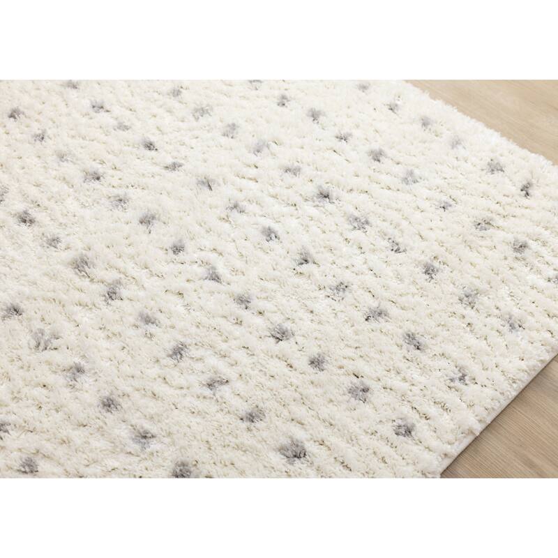 Taylor Collection - Cream Grey Soft Dots Indoor Shag Area Rug