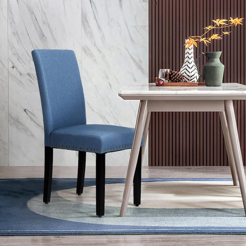 Costway Set of 4 Fabric Dining Chairs w/Nailhead Trim - See Description