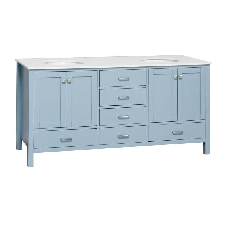 KitchenBathCollection Horizon 72" Double Bathroom Vanity with Engineered Carrara Top