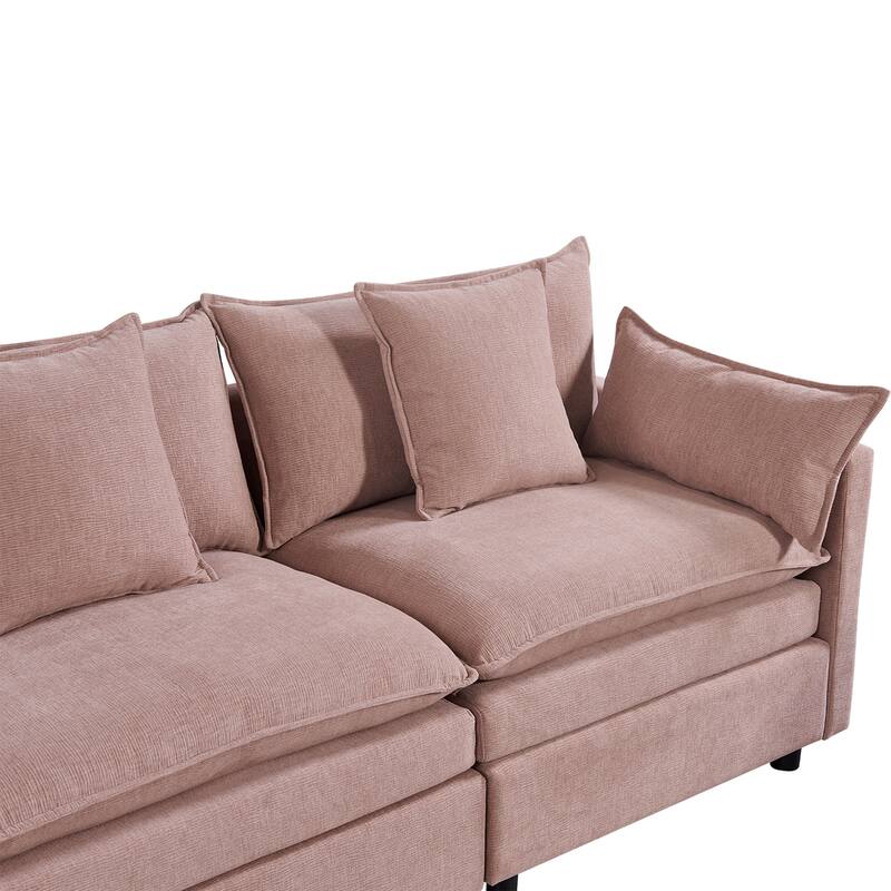 108.66" L-Shaped 4-Seat Sectional Sofa with Convertible Chaise and Ottoman, Spacious Cloud Couch Design