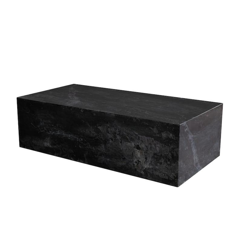 Rey Cocktail Coffee Table, 48 Inch Rectangular Natural Black Marble Body