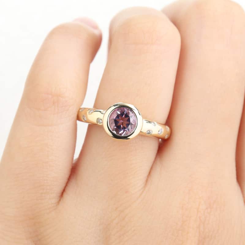 Miadora Gemstone and 1/4ct TDW Diamond Ring in 10k Yellow Gold