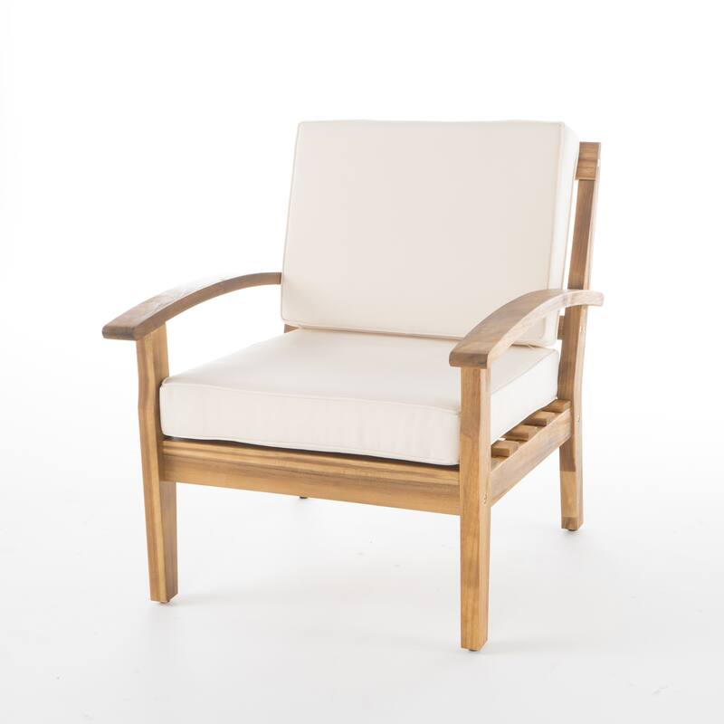 Roomfitters Outdoor Club Chair with Cushions, Durable Acacia Wood Frame and Weather-Resistant Seating