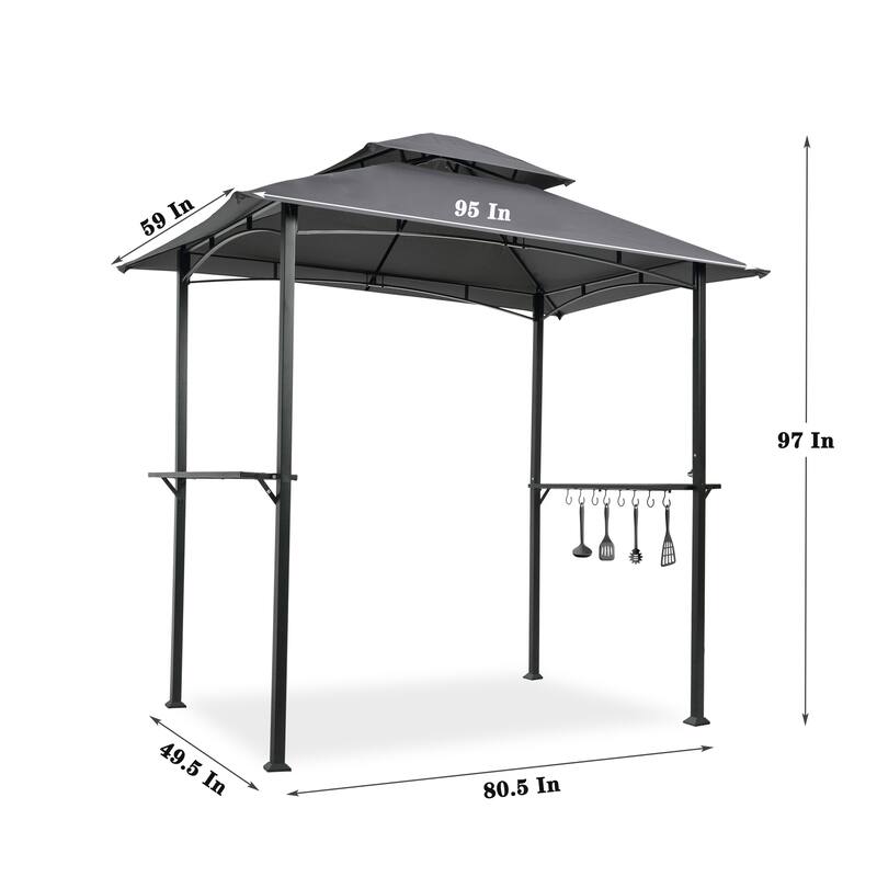 Outdoor Grill Gazebo 8 x 5 Ft Double Tier Soft Top Canopy and Steel Frame