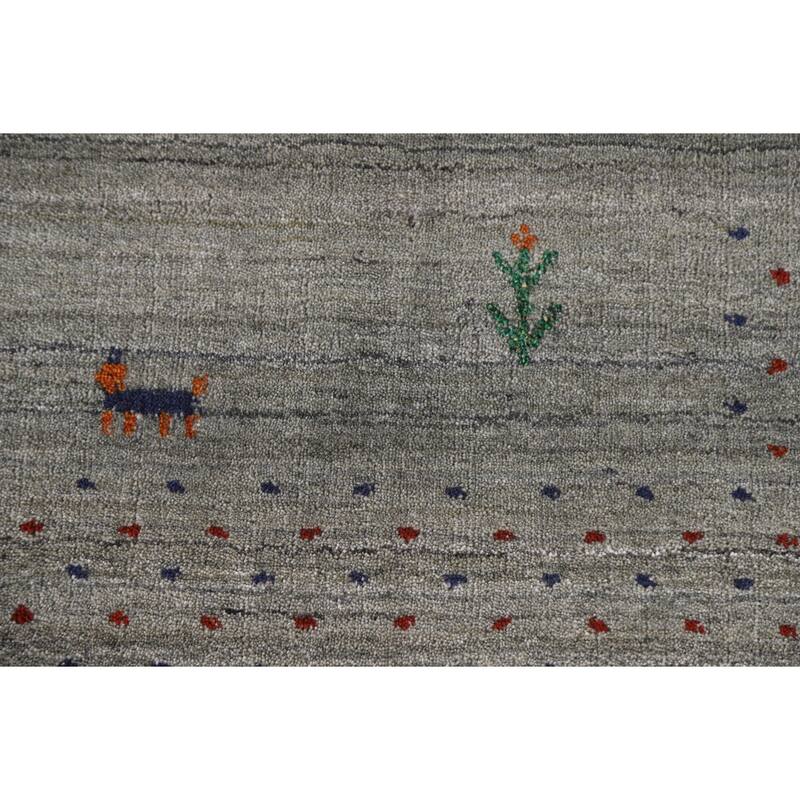 Grey Tribal Gabbeh Indian Area Rug Hand-Knotted Wool Carpet - 8'3"x 9'9"