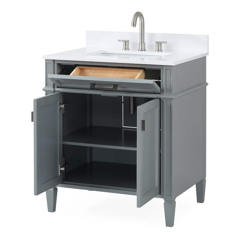 30 Inch Durand Modern Bathroom Sink Vanity with Stone Counter Top